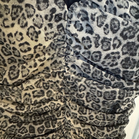 Caché Vintage Gray & Black Mesh Leopard Print Dress - Picture 8 of 11